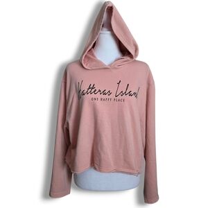 Hatteras Island Pink Cropped Hoodie - Size Medium